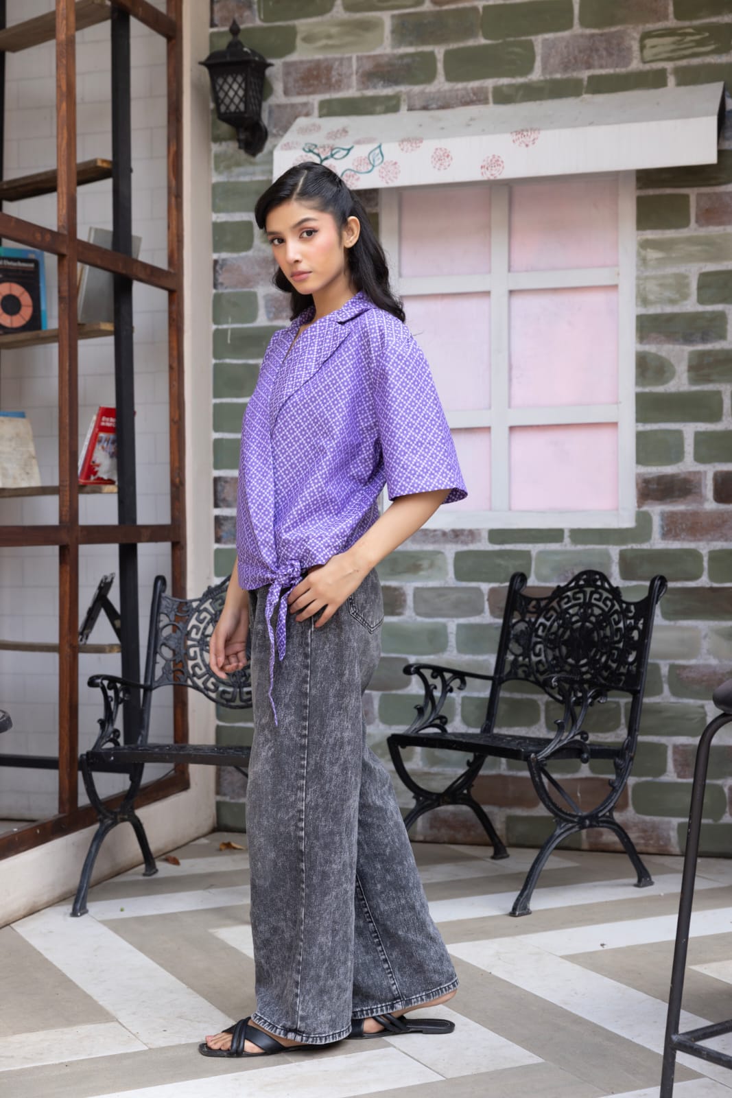 Lilac Lattice Tie-Top