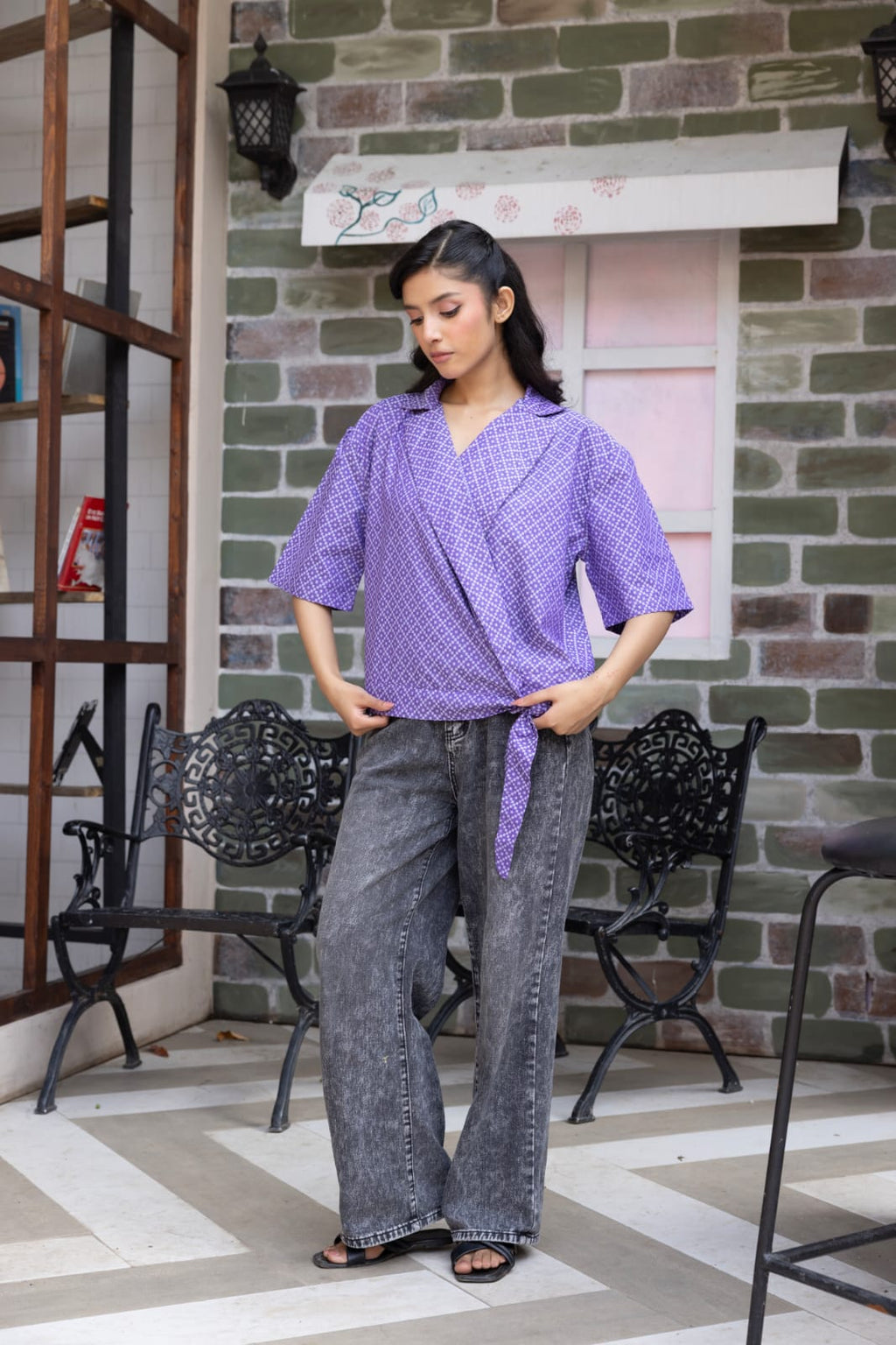 Lilac Lattice Tie-Top
