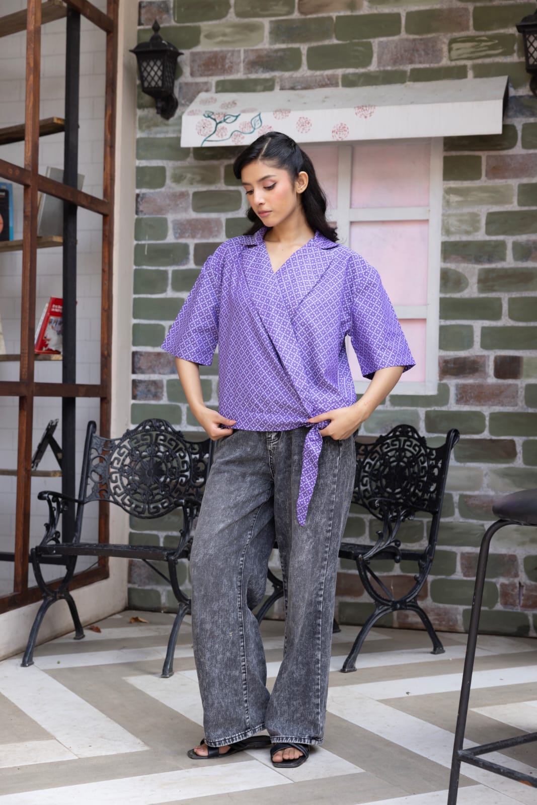 Lilac Lattice Tie-Top