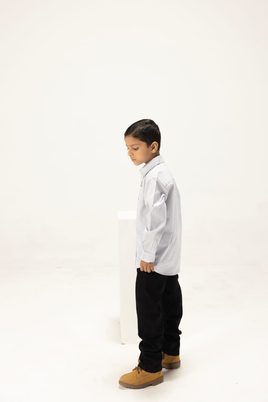 Grey Striped  Button-Down