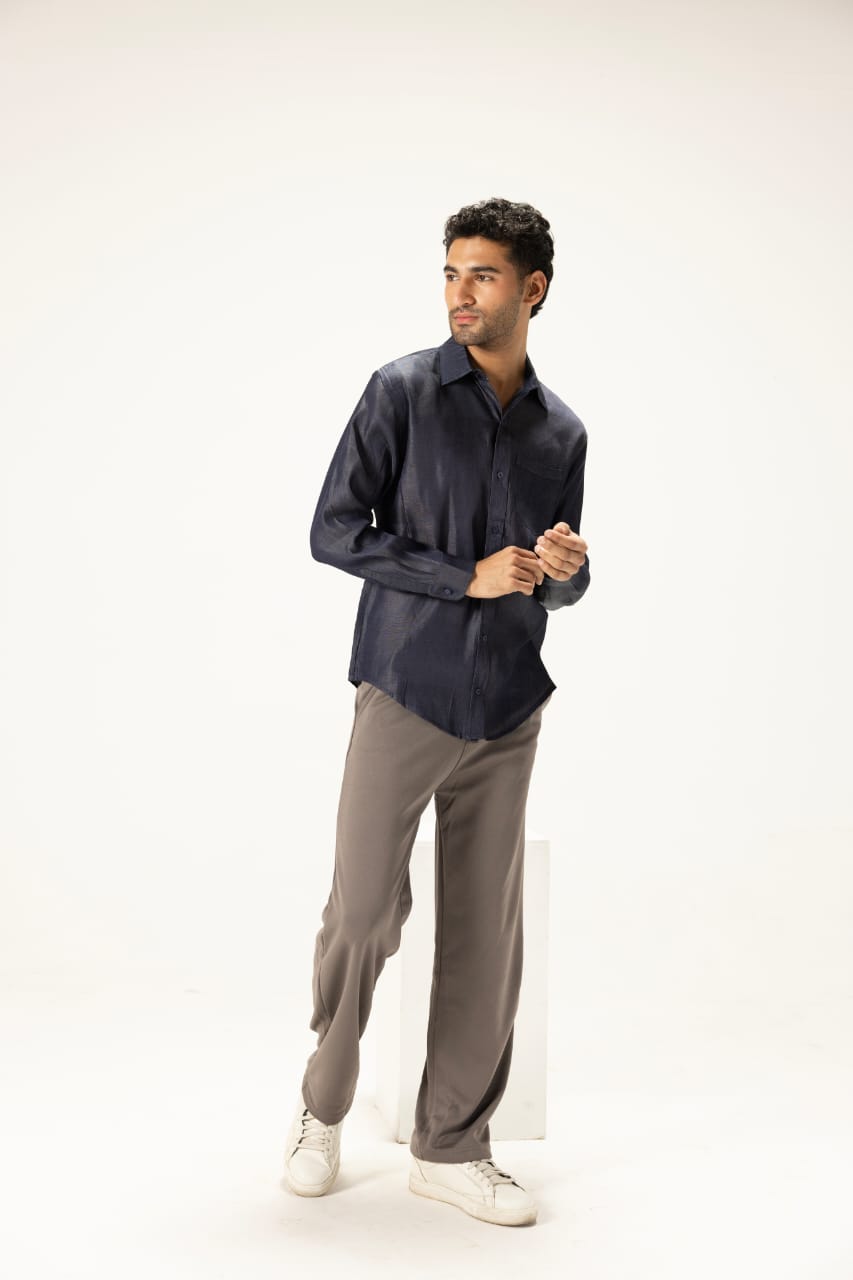 Indigo Silk-Look Minimalist