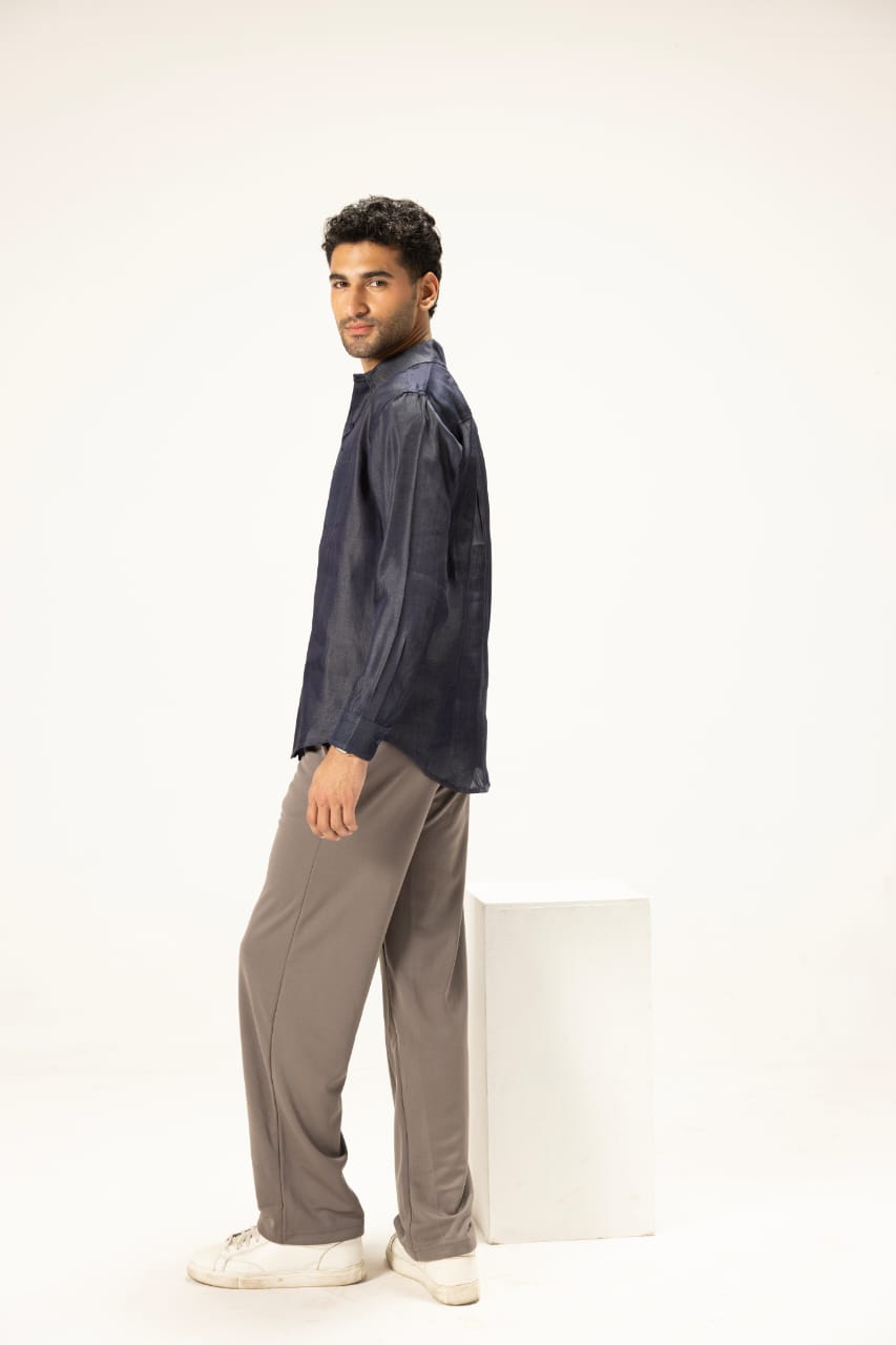 Indigo Silk-Look Minimalist