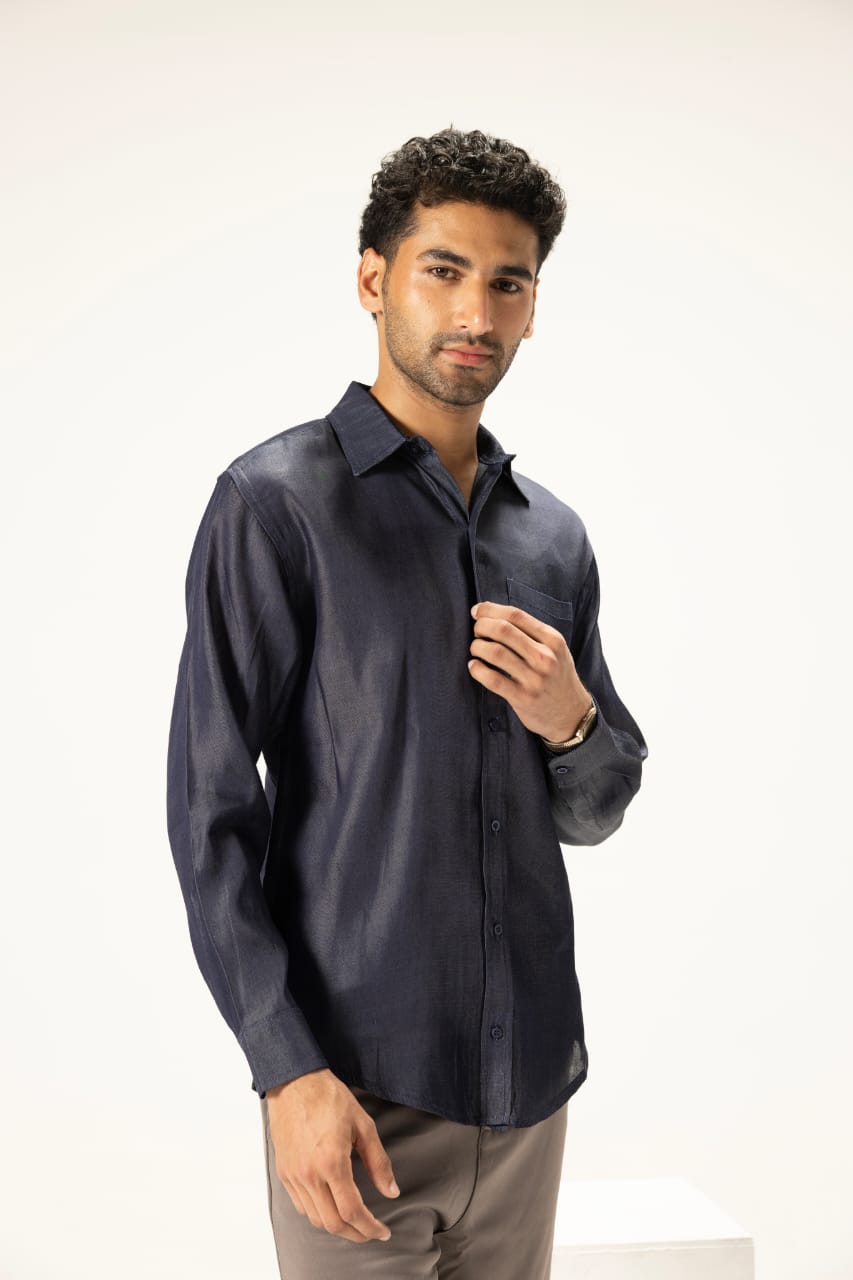 Indigo Silk-Look Minimalist