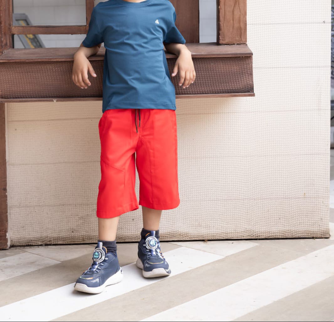 Casual Red Drawstring Shorts