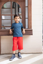 Casual Red Drawstring Shorts